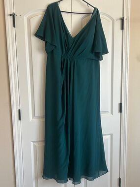 Revelry Deep Teal V-Neck Flutter Sleeve Maxi Dress